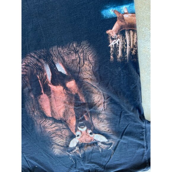 Vintage TNT Trau & Loevner Deer Graphic T-Shirt Black XL 100% Cotton Outdoor Hun - Picture 5 of 5